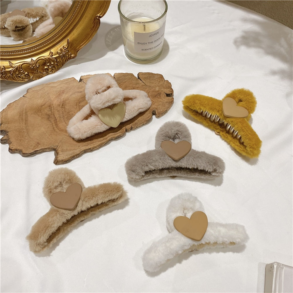 Heart Plush Hair Clip