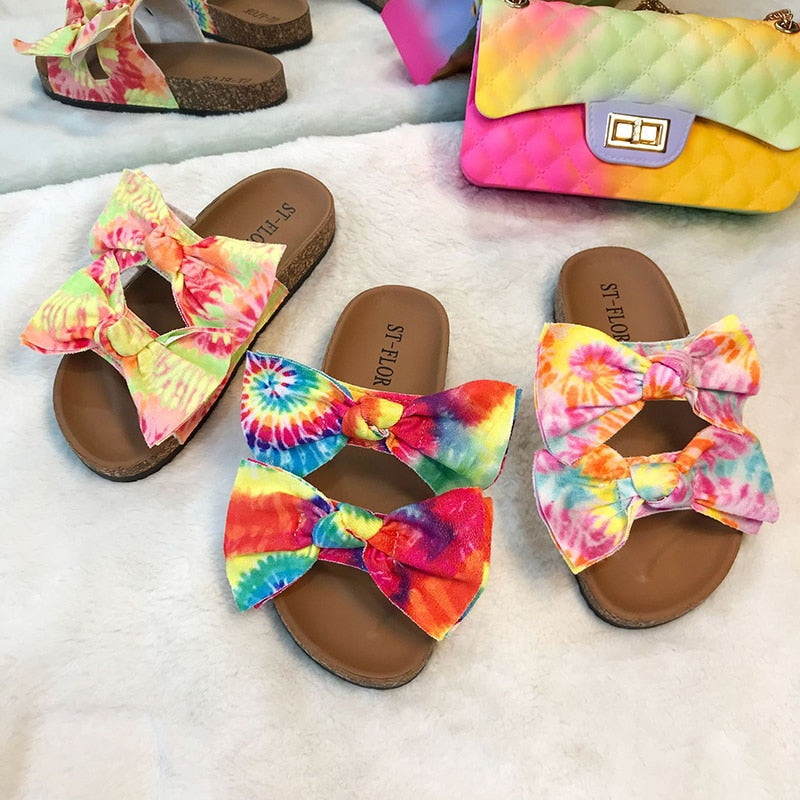 Tie Dye Bow Slippers