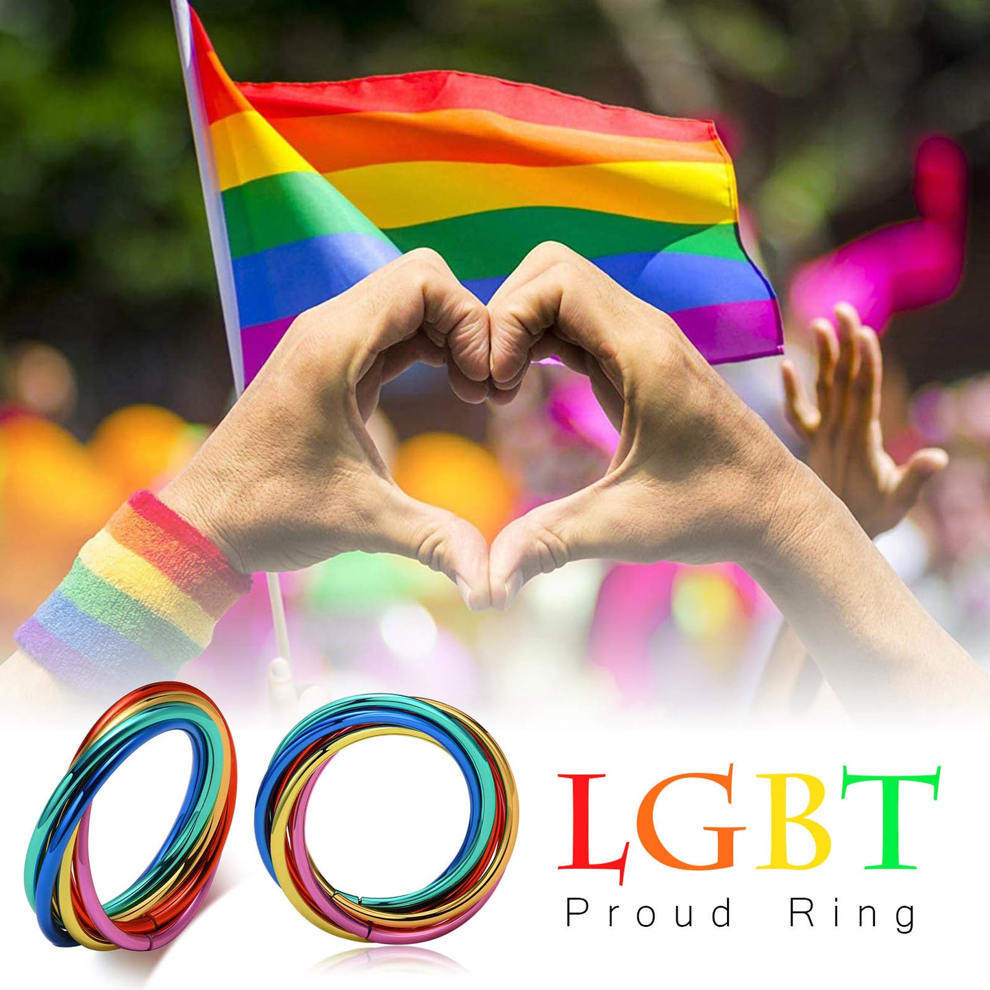 LGBTQ Pride Interlocked Rolling Rings