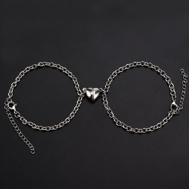 Couple Bracelet Heart Magnetic ( 2 pcs Stainless Steel)