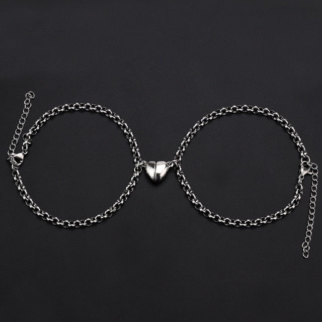 Couple Bracelet Heart Magnetic ( 2 pcs Stainless Steel)