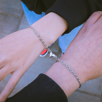 Couple Bracelet Heart Magnetic ( 2 pcs Stainless Steel)