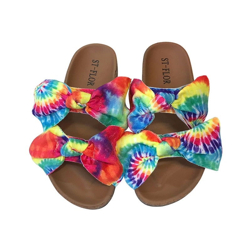 Tie Dye Bow Slippers
