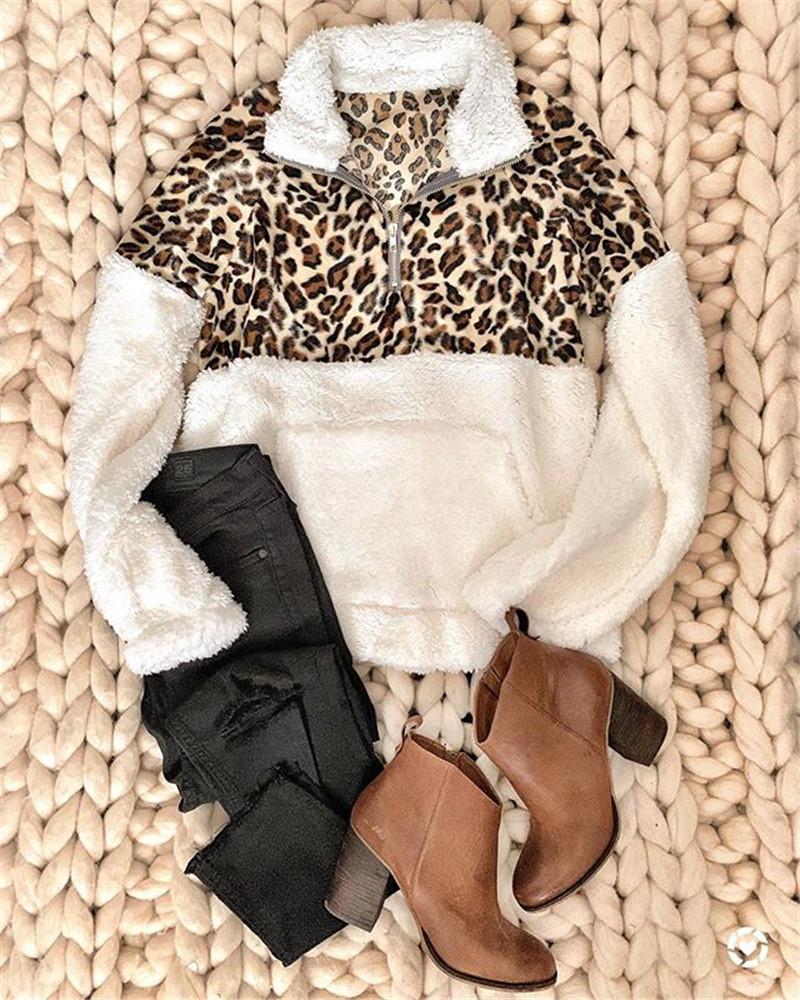 Women's Leopard Faux Pullover