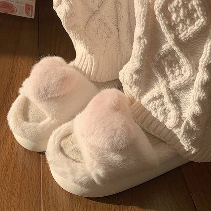 Heart Plush Slippers Women