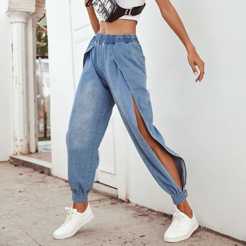 Women's Split Denim Pants