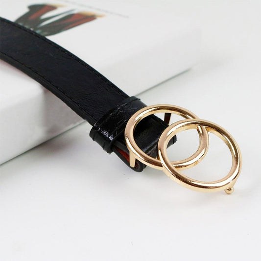 Women's Leather Double Ring Buckle