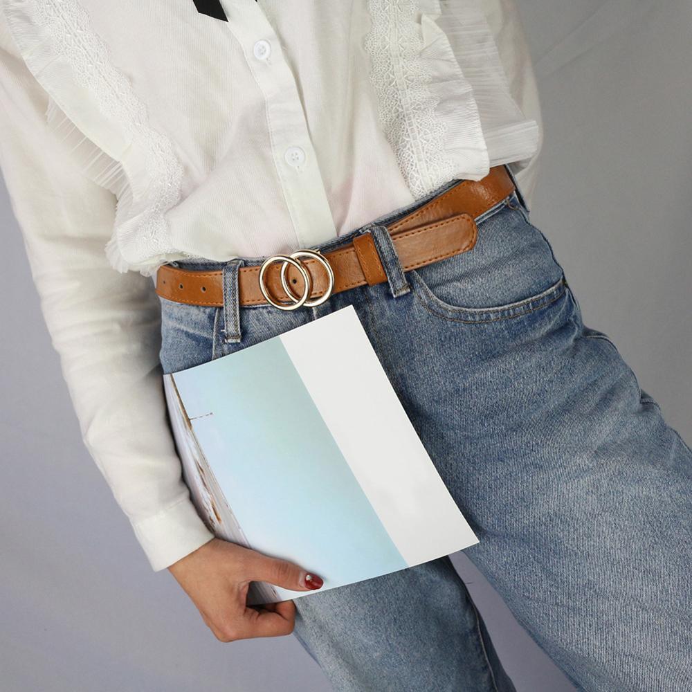 Women's Leather Double Ring Buckle
