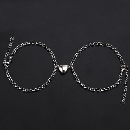 Couple Bracelet Heart Magnetic ( 2 pcs Stainless Steel)