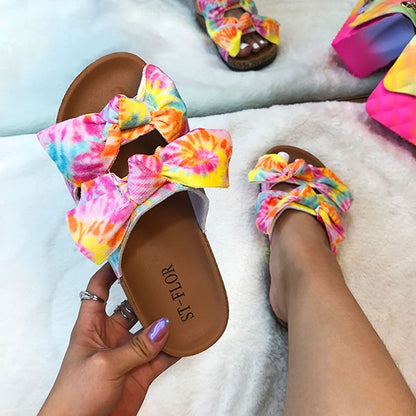 Tie Dye Bow Slippers