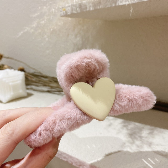 Heart Plush Hair Clip