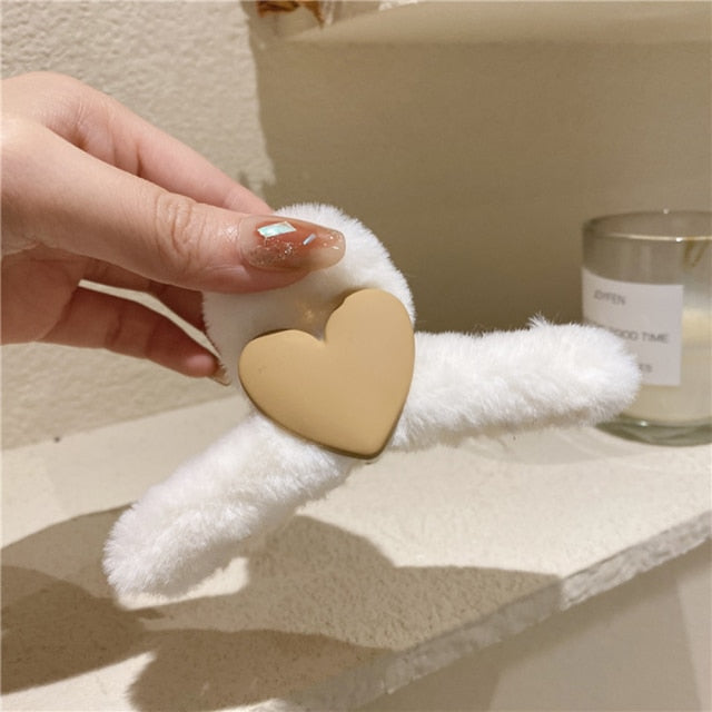 Heart Plush Hair Clip